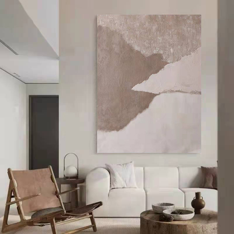 WABI-SABI Light Brown Oil Painting Canvas Wall Art Hallway Entrance