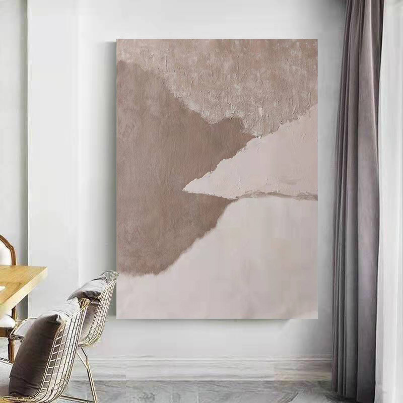 WABI-SABI Light Brown Oil Painting Canvas Wall Art Hallway Entrance