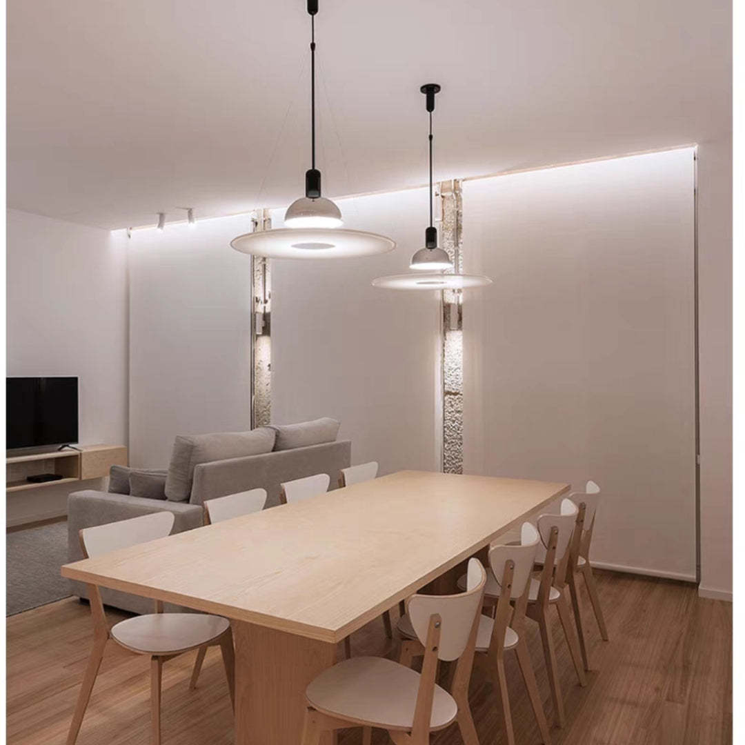 Levi Modern Minimalist Nordic Bell Metal/Acrylic Pendant Light, Chrome/Black