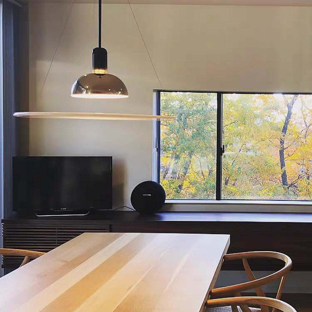 Levi Modern Minimalist Nordic Bell Metal/Acrylic Pendant Light, Chrome/Black