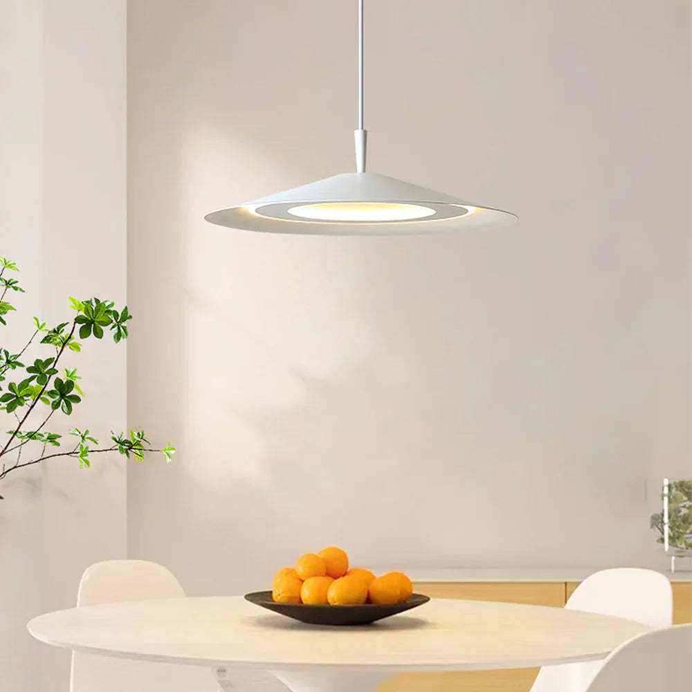 Modern Cairns LED pendant light over dining table