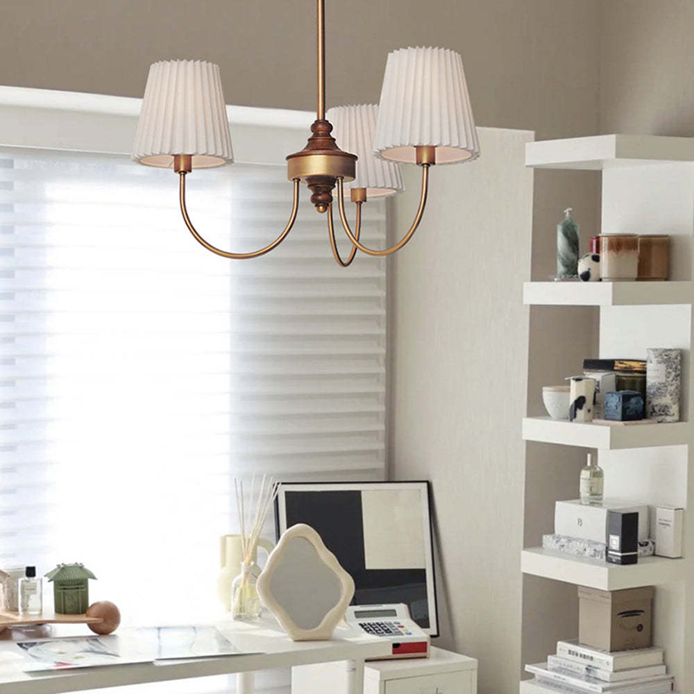 Eryn Modern Retro Metal/Fabric Chandelier, White/Green