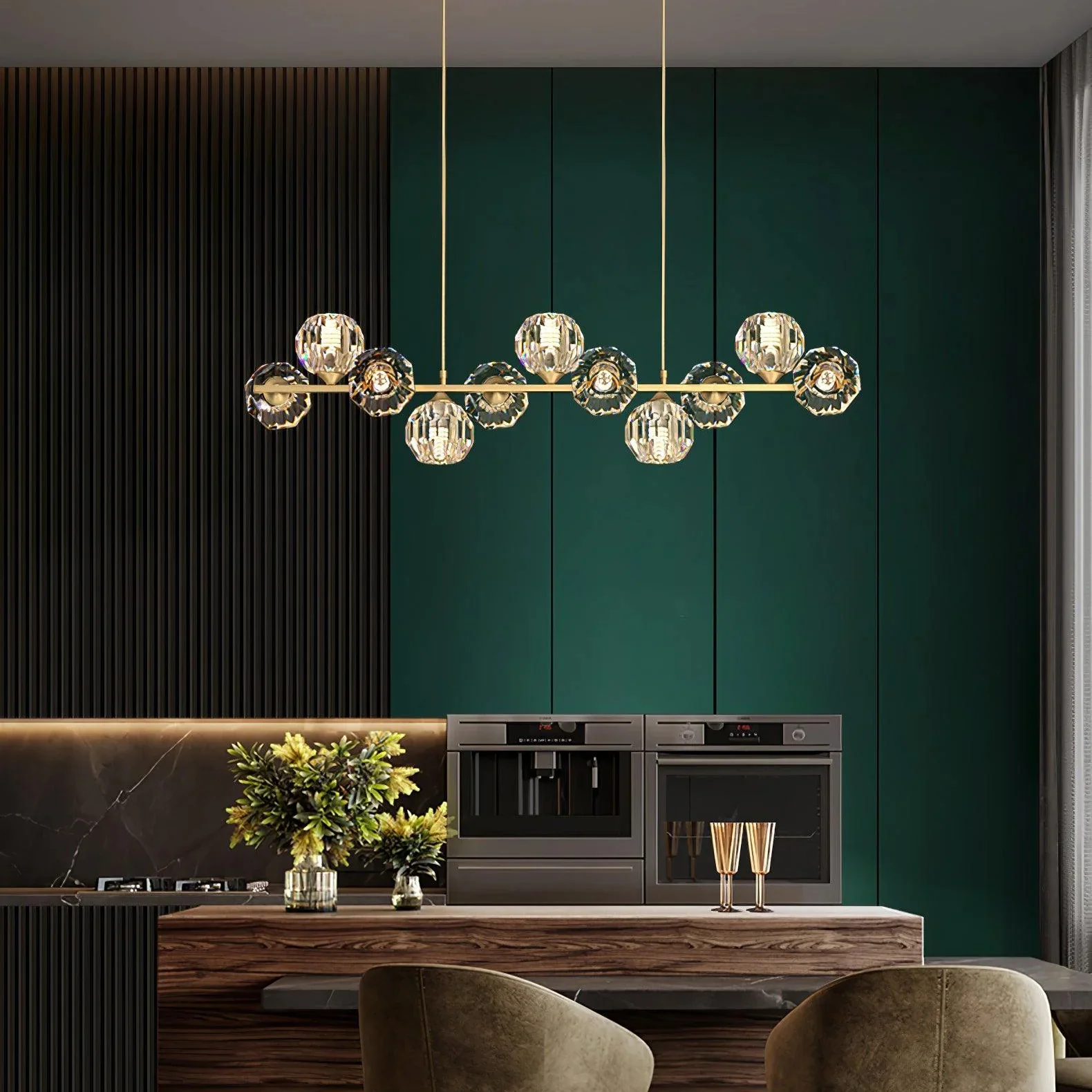 Valentina Gorgeous Brass Glass Ball Chandelier Living Room Dining Room