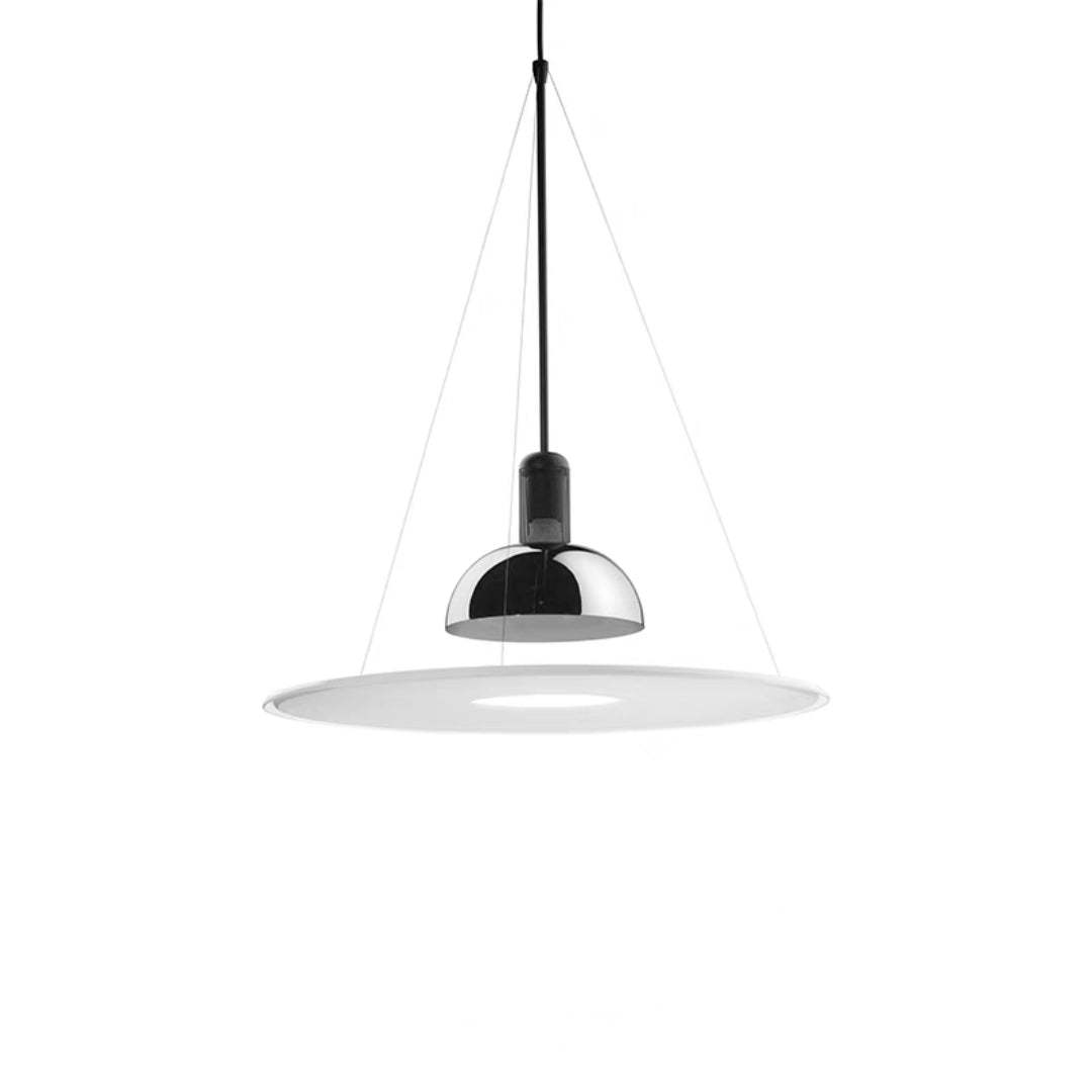 Levi Modern Minimalist Nordic Bell Metal/Acrylic Pendant Light, Chrome/Black