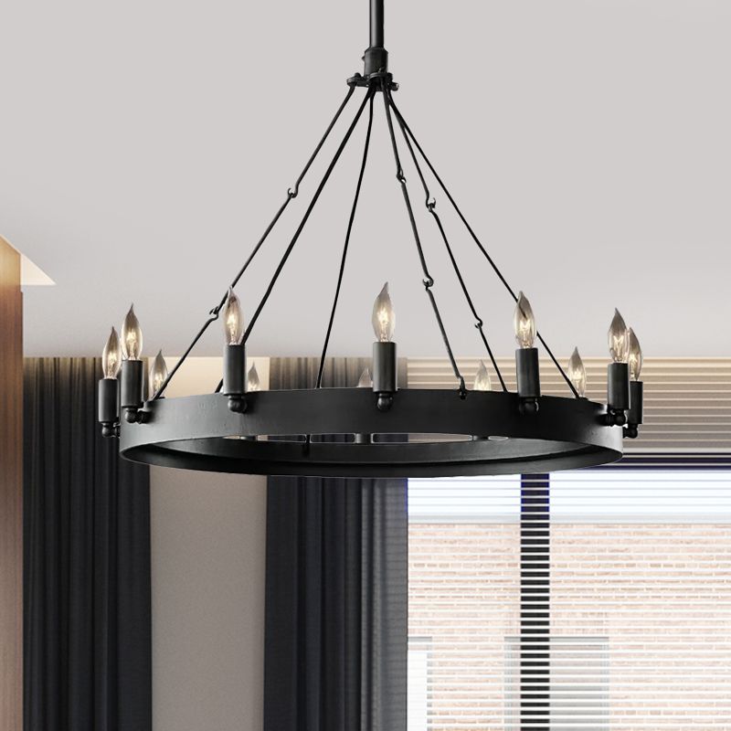 Black Alessio Candle Pendant Light, Industrial Style