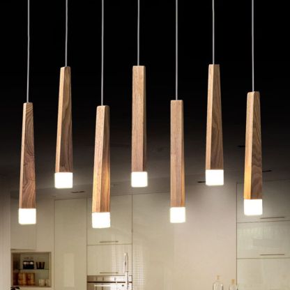 Ozawa Minimalist Linear Wood Acrylic Pendant Light Wood