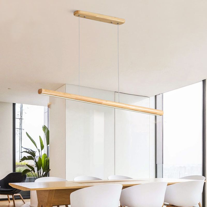 Ozawa Designer Linear Rod Shaped Pendant Light, Wood