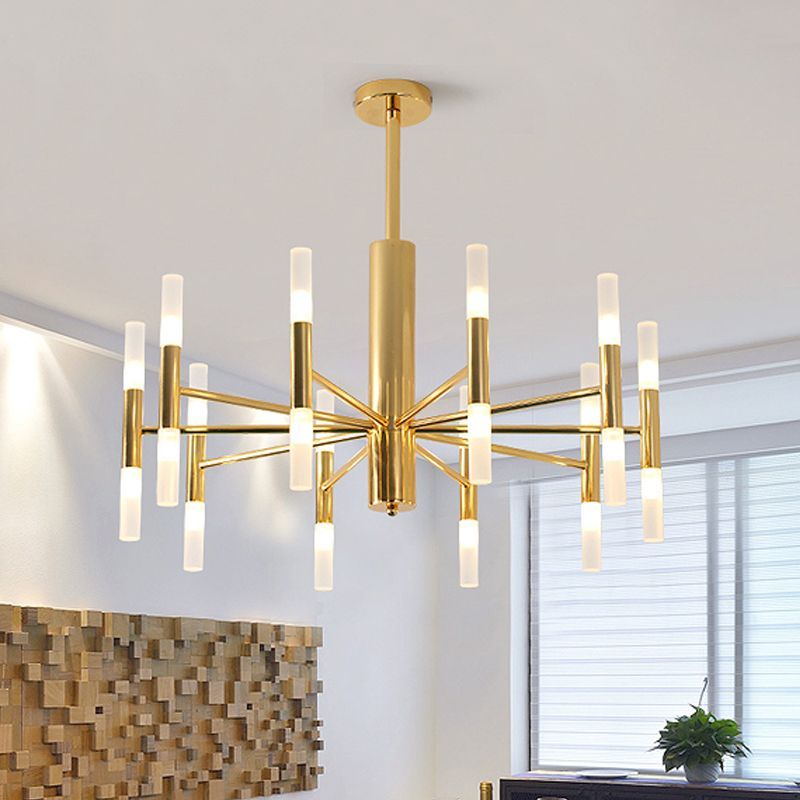 Marilyn Modern Cylindrical Metal Chandelier, Gold