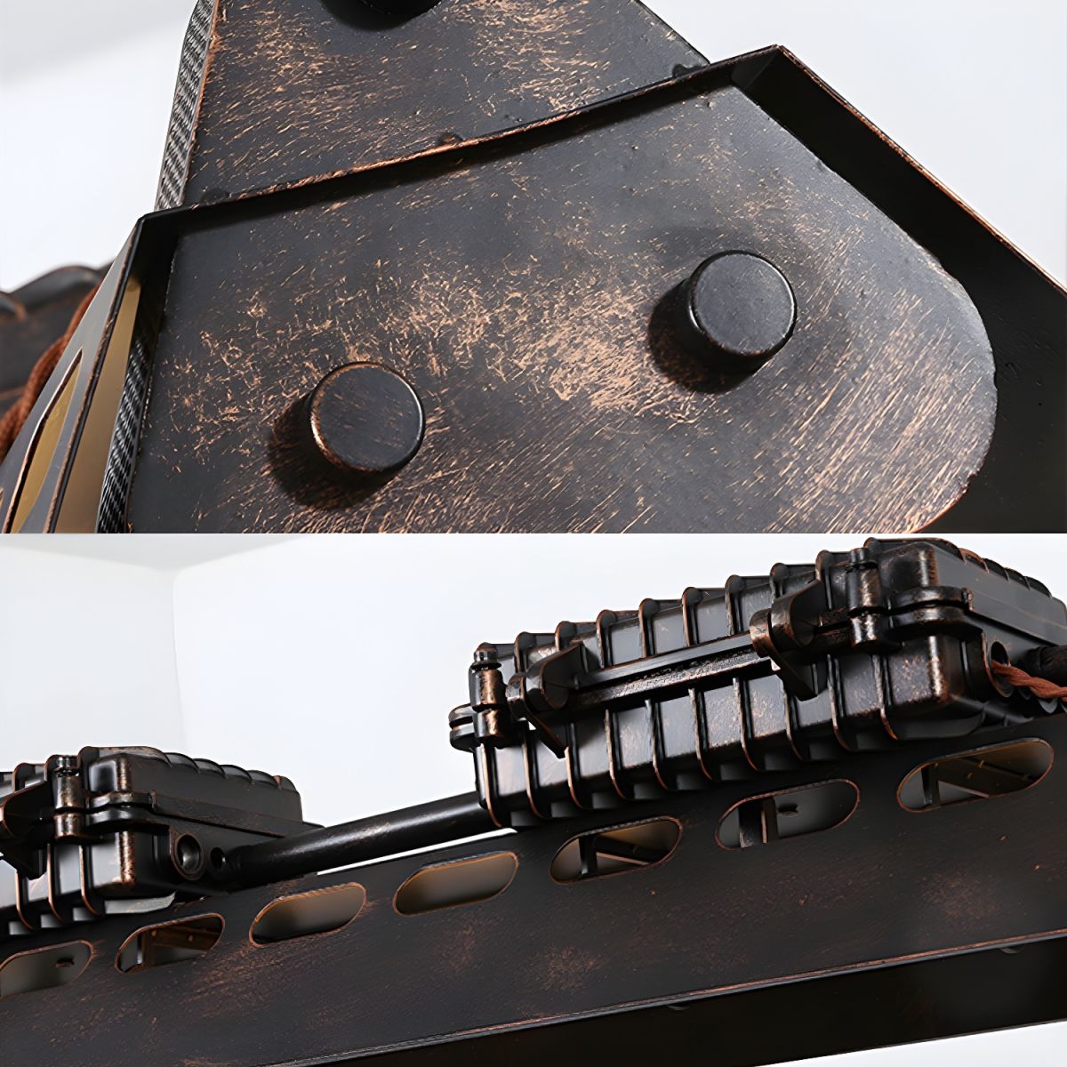 Close-up of Cooley Industrial Metal Pendant Light, rust finish