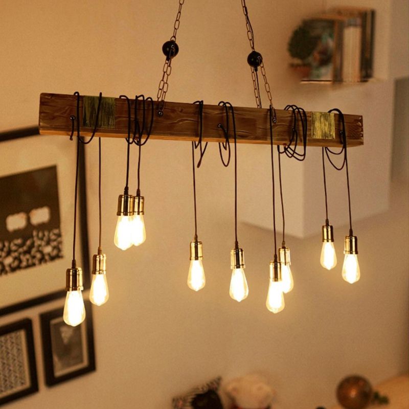 Retro Wood Pendant Light - Alessio Linear Style