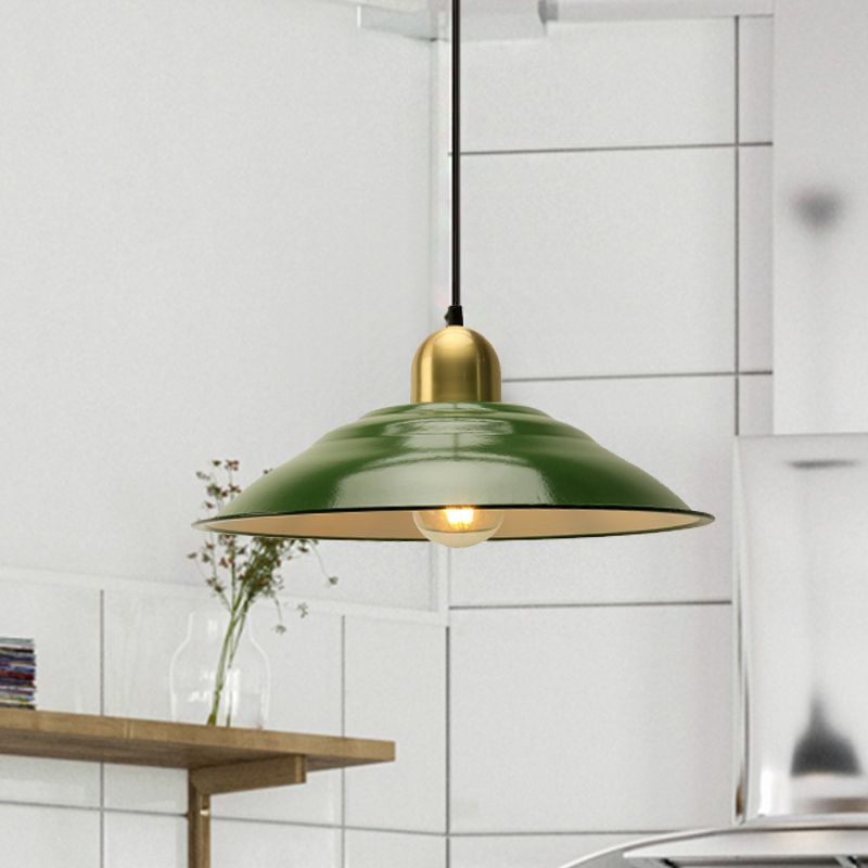 Cairns Green Metal Pendant Light, Vintage Style