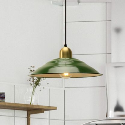 Cairns Green Metal Pendant Light, Vintage Style