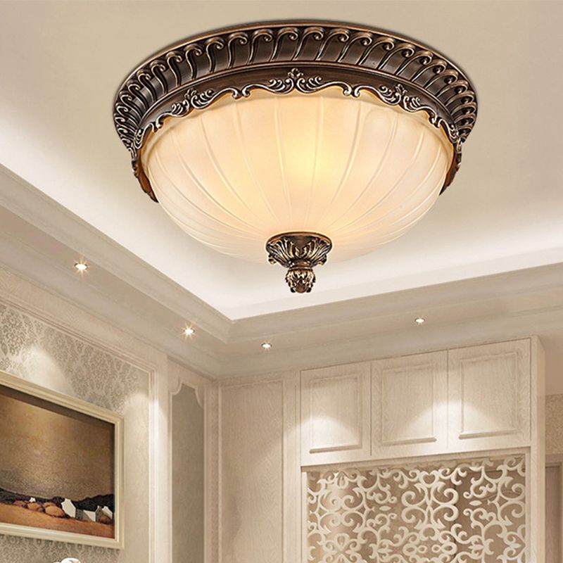 Retro bronze glass flush mount ceiling light