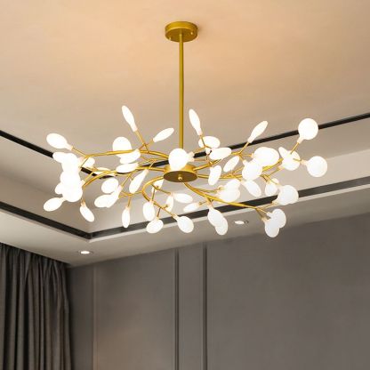 Olivia Unique Branch Firefly Art Deco Chandelier Black/Gold