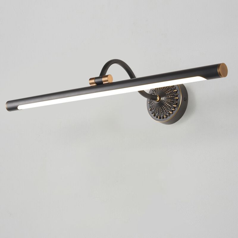Ozawa Black Adjustable Reading Spotlight Wall Lamp, Metal/Wood