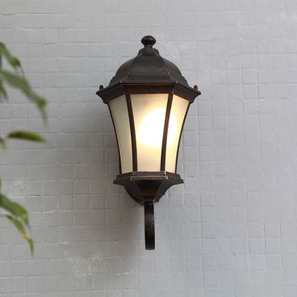Alessio vintage lantern outdoor wall lamp Alessio Vintage Lantern Metal Glass Outdoor Wall Lamp