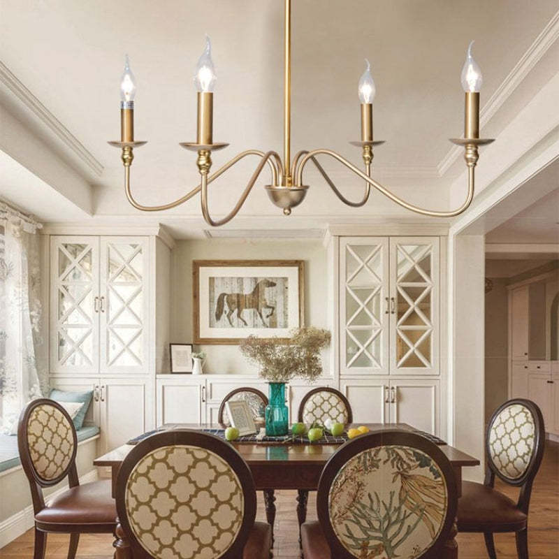 Silva Retro Vintage Golden Candle Metal Chandelier
