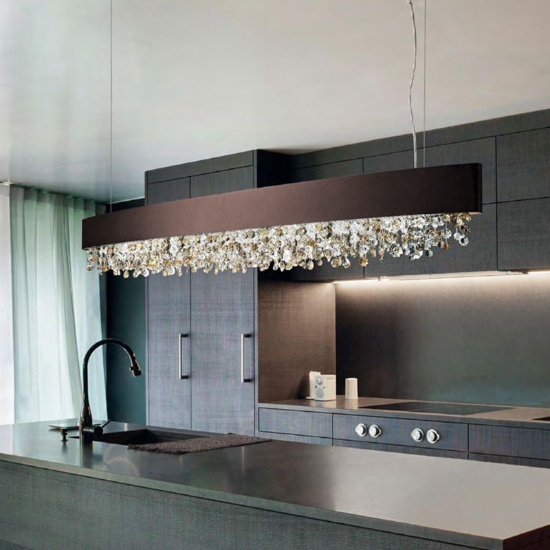 Modern Crystal Pendant Light Kitchen Island | Las Sola