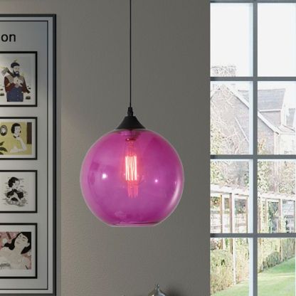 Hailie Modern Glass Globe Colorful Pendant Light