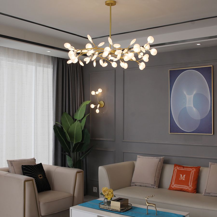 Olivia Unique Branch Firefly Art Deco Chandelier Black/Gold