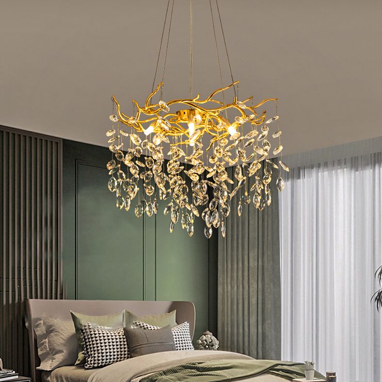 Marilyn Contemporary Gold Glass Crystal Chandelier