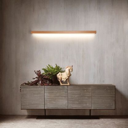 Ozawa Linear Mirror Wooden Front Vanity Wall Lamp