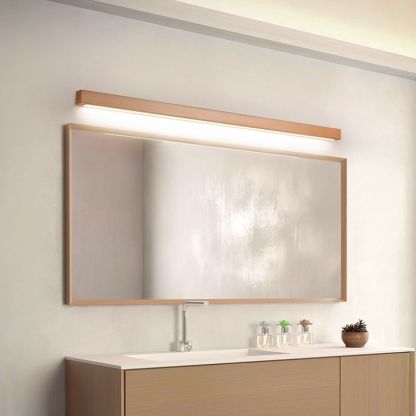 Ozawa Linear Mirror Wooden Front Vanity Wall Lamp