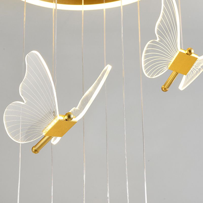 Olivia Pendant Light Butterfly Modern Luxury Metal Acrylic Corridor