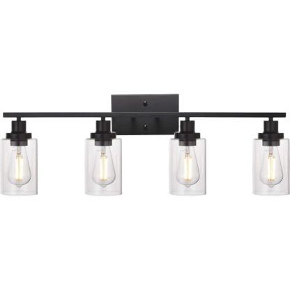 Alessio Modern Mirror Front Black Vanity Wall Lamp, Metal/Glass