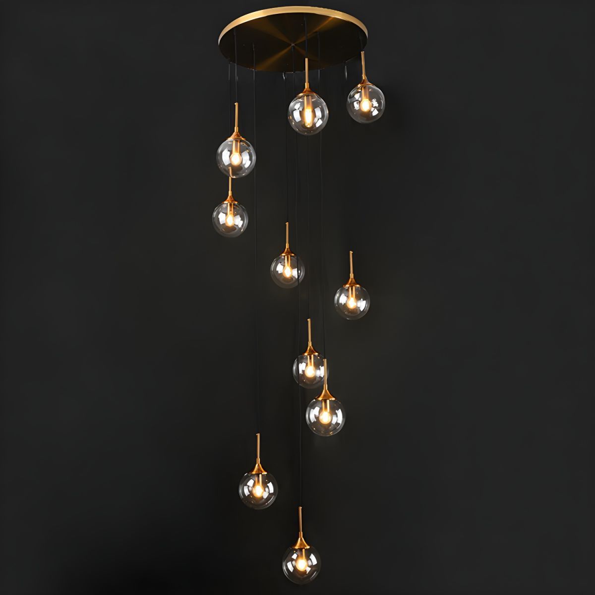 Modern Spiral Ball Glass Staircase Chandelier Clear/Amber | Las Sola
