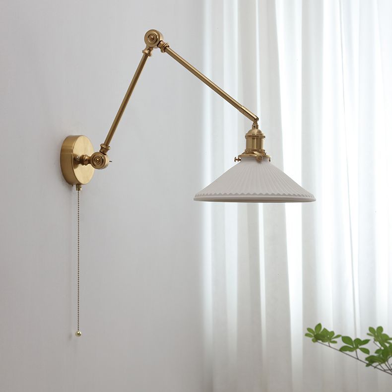Carins Wall Lamp Modern Drum Ceramics Metal Adjustable, White