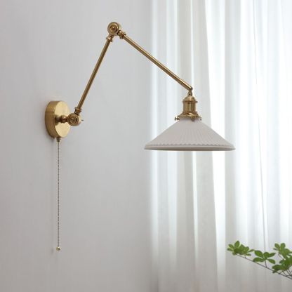 Carins Wall Lamp Modern Drum Ceramics Metal Adjustable, White
