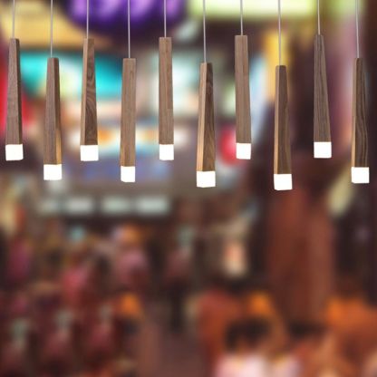 Ozawa Minimalist Linear Wood Acrylic Pendant Light Wood