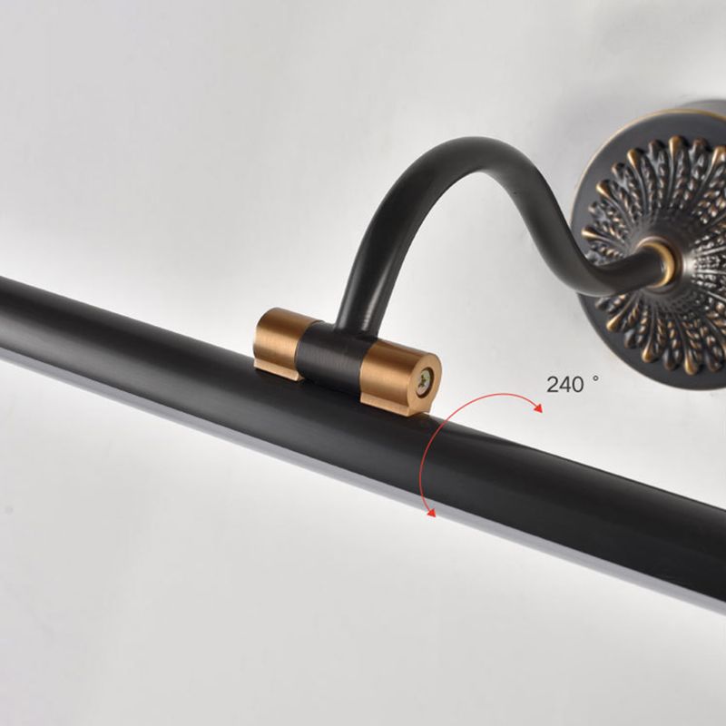 Ozawa Black Adjustable Reading Spotlight Wall Lamp, Metal/Wood