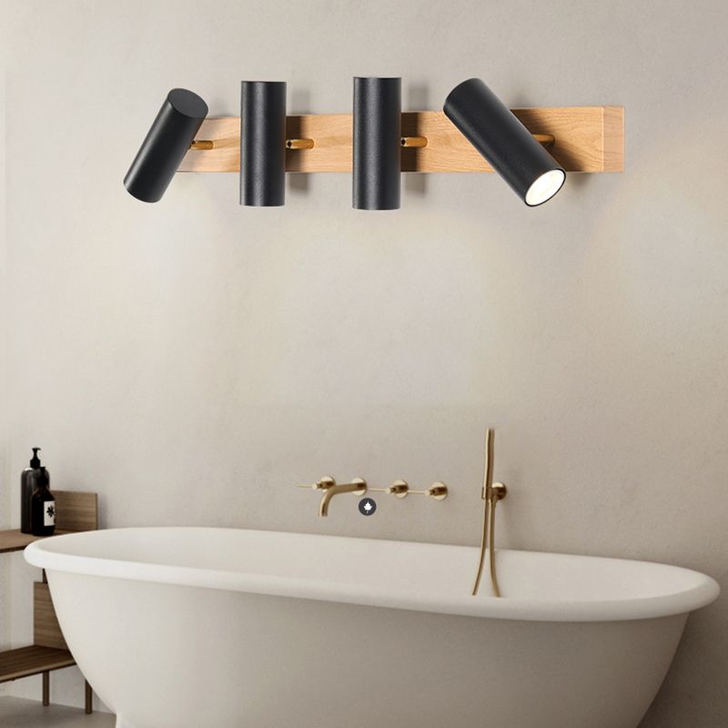 Freja Modern Cylinder Metal Wall Lamp, Black/White