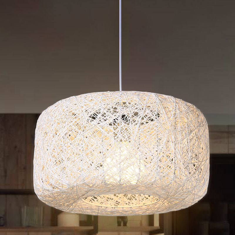 Natural Cylindrical Lantern Rattan Pendant Light, Hallway