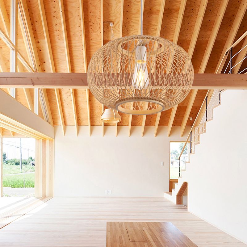 Ritta Rattan Pendant Light in Modern Room