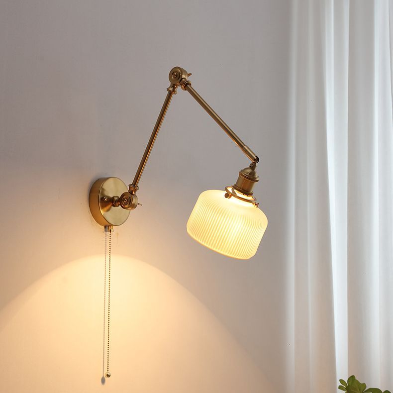 Carins Wall Lamp Modern Drum Ceramics Metal Adjustable, White