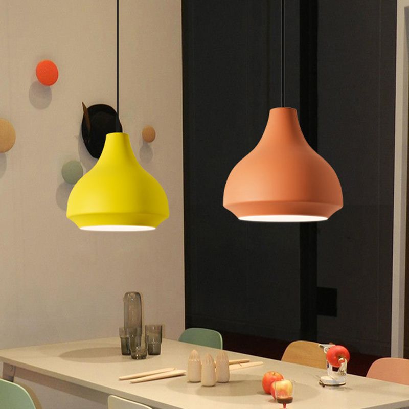 Yellow and Orange Morandi Pendant Lights over Dining Table