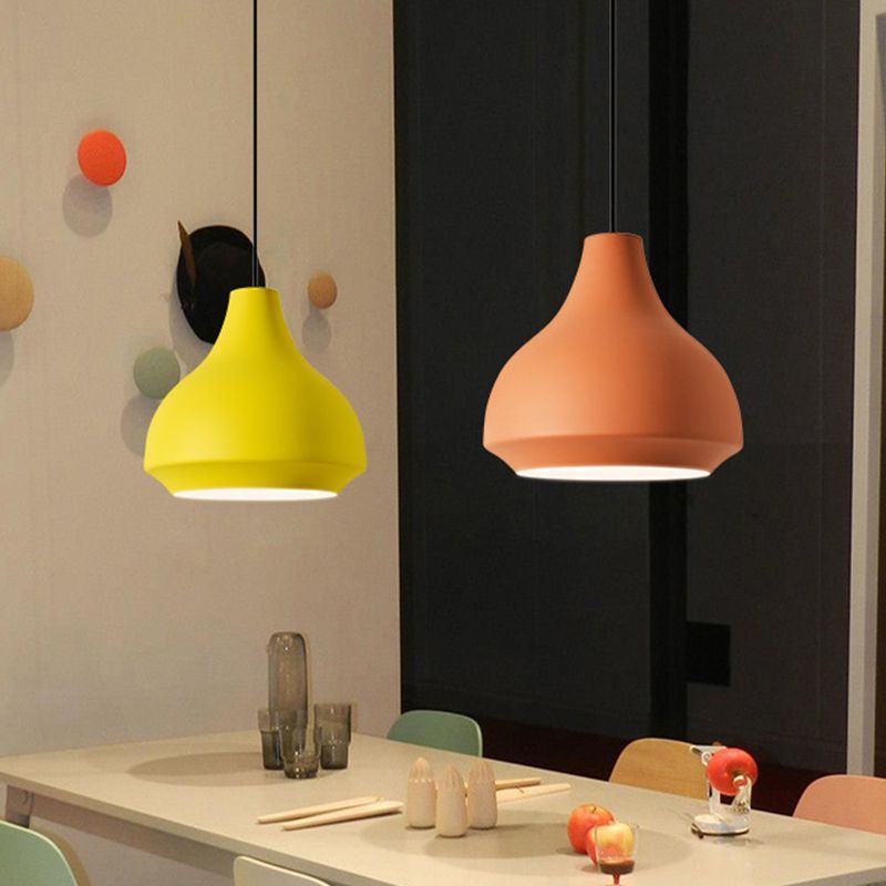 Yellow and Orange Morandi Pendant Lights over Dining Table