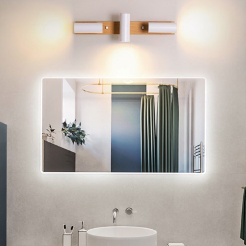 Ozawa Rotatable Spotlight Mirror Front Vanity Wall Lamp, Wood/Metal