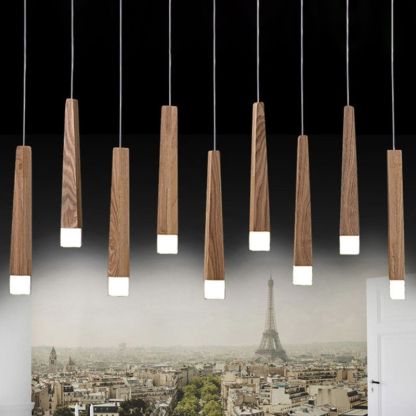 Ozawa Minimalist Linear Wood Acrylic Pendant Light Wood