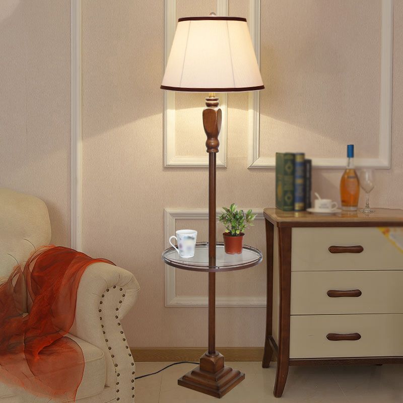 Eryn Retro Drum Fabric Metal Floor Lamp, Beige/Khaki