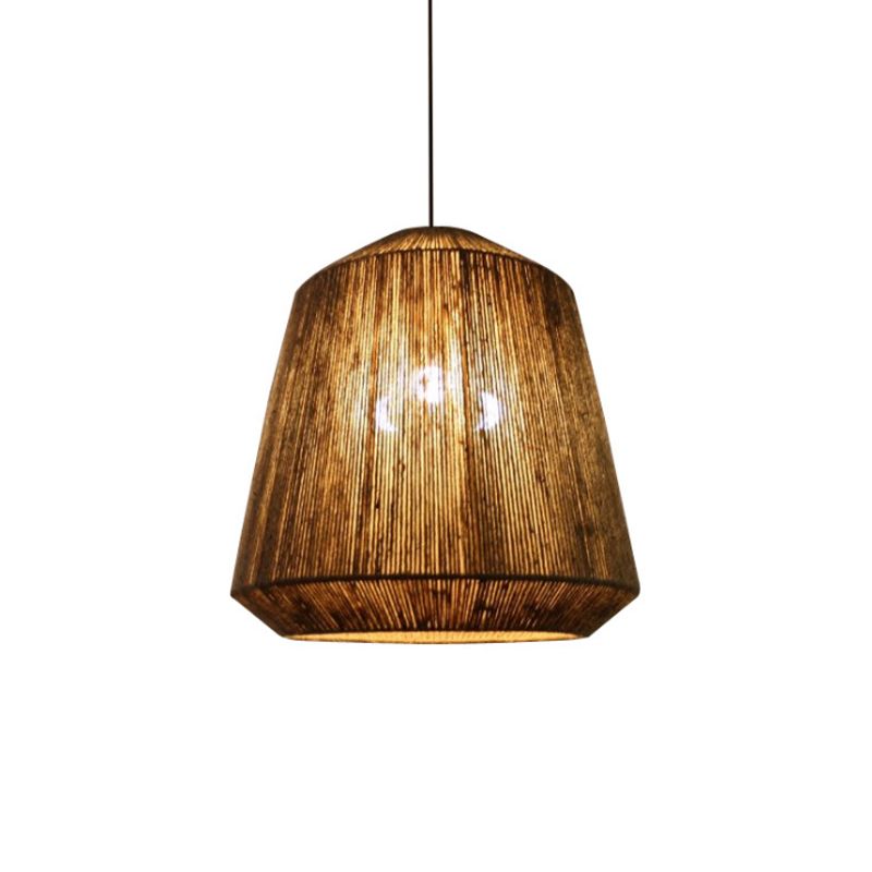 Rustic Lantern Metal Rope Pendant Light Grey Restaurant