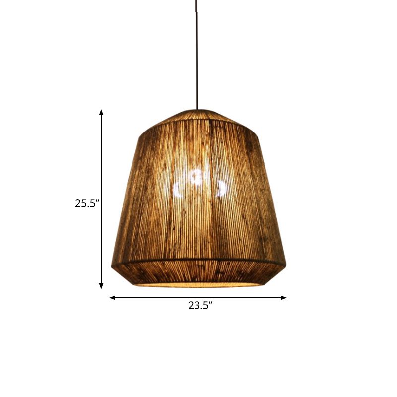 Rustic Lantern Metal Rope Pendant Light Grey Restaurant