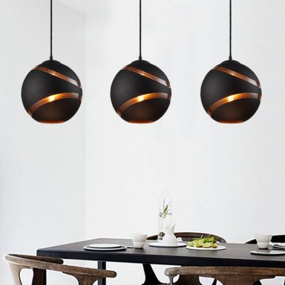 Black & Copper Globe Pendant Lighting for Dining Room