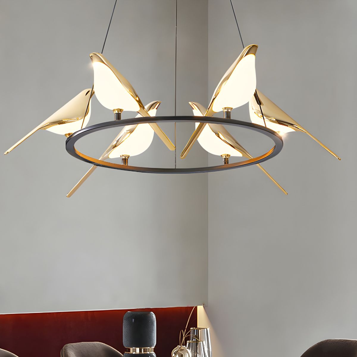 Gold Alice Bird Pendant Light for Living Room