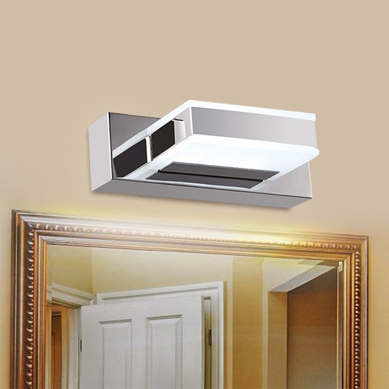 Leigh Modern Square  Acrylic Mirror Front Vanity Wall Lamp , Chrome