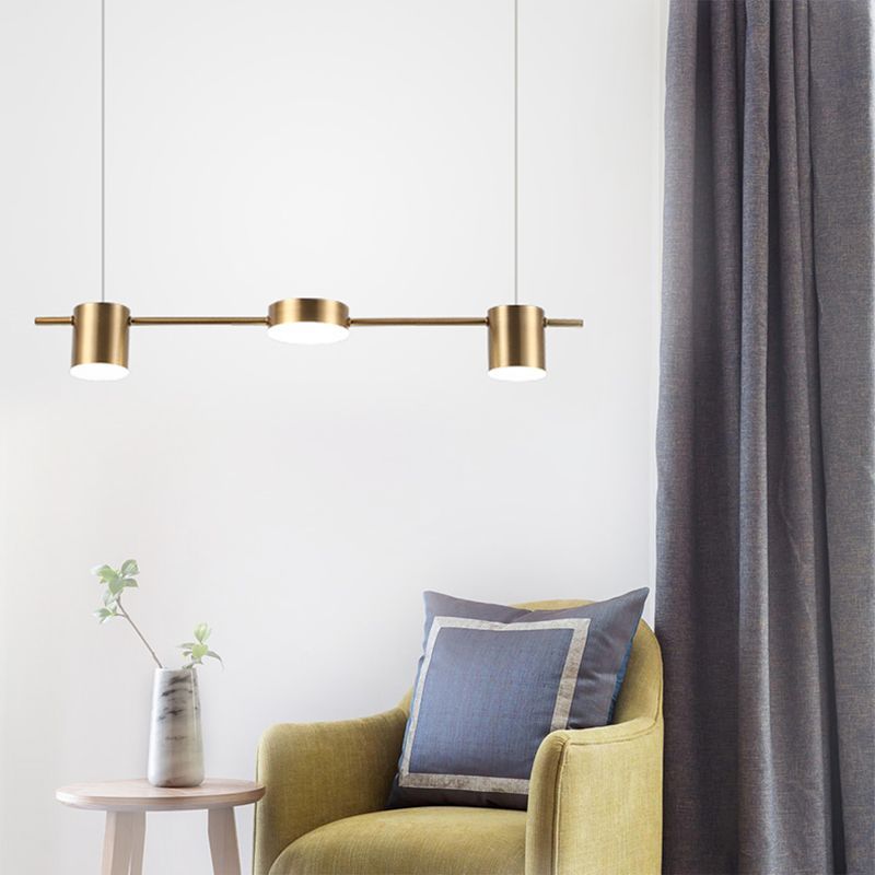 Modern linear pendant lighting in living room, Las Sola