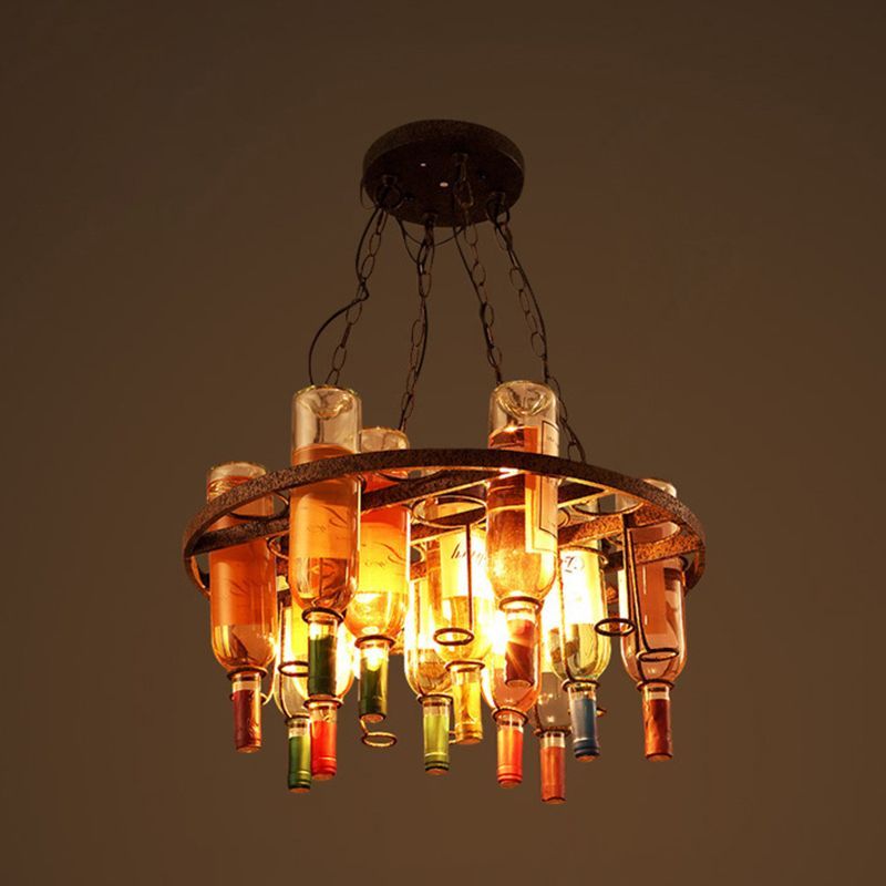 Hailie Antique Wine Bottle Metal/Glass Colorful Pendant Light